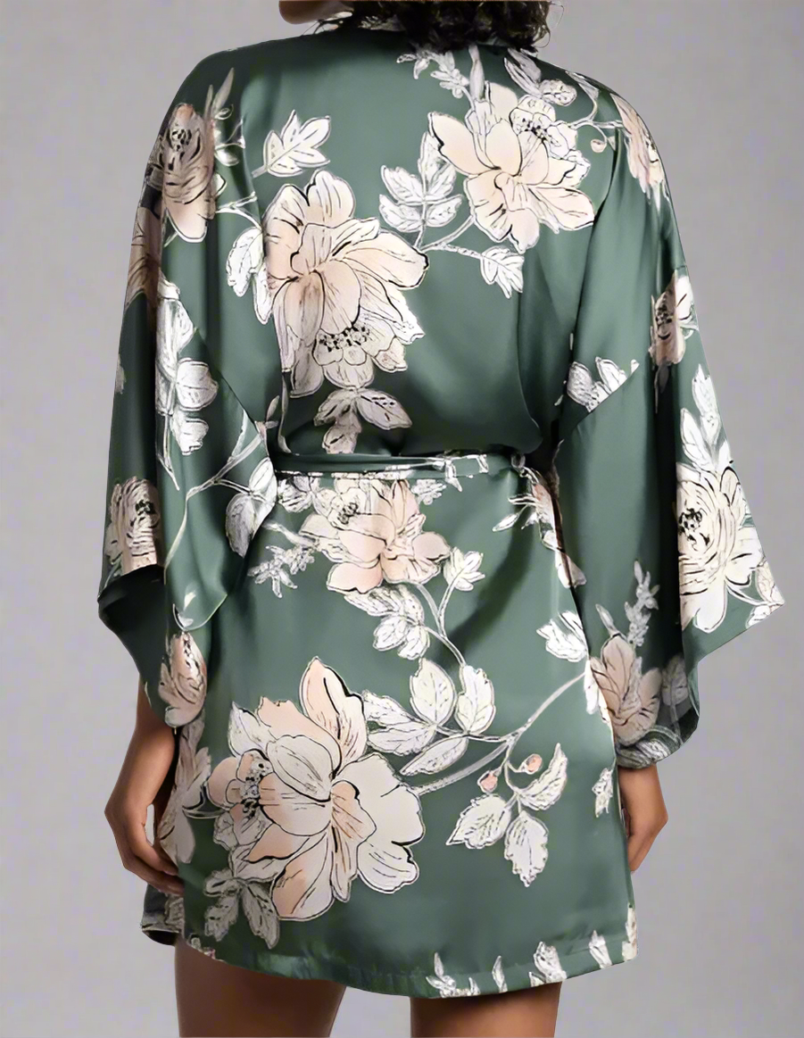 FIJI FLORAL SATIN ROBE