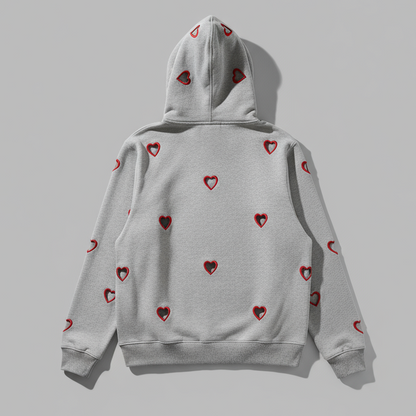 PERFORATED HEART ZIPPER HOODIE