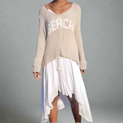 BEACH V-NECK COTTON SWEATER