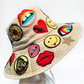 ADINA BUCKET HAT W/ ALLOVER HIPPIE PATCHES