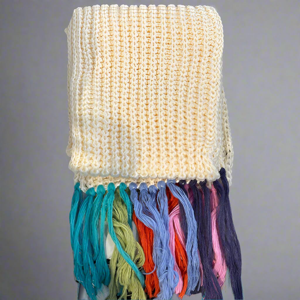 RAINBOW TASSEL KNITTED SCARF
