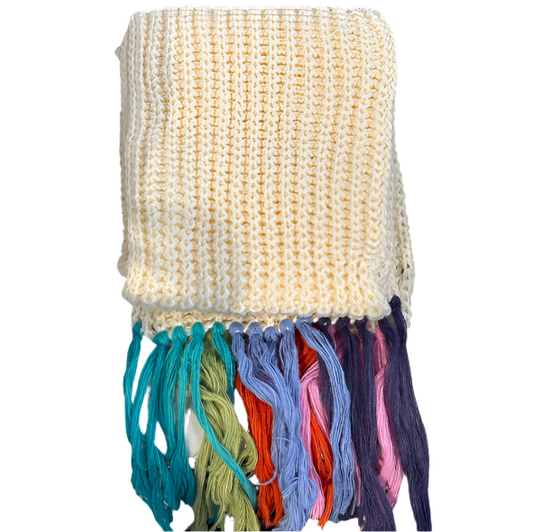 RAINBOW TASSEL KNITTED SCARF