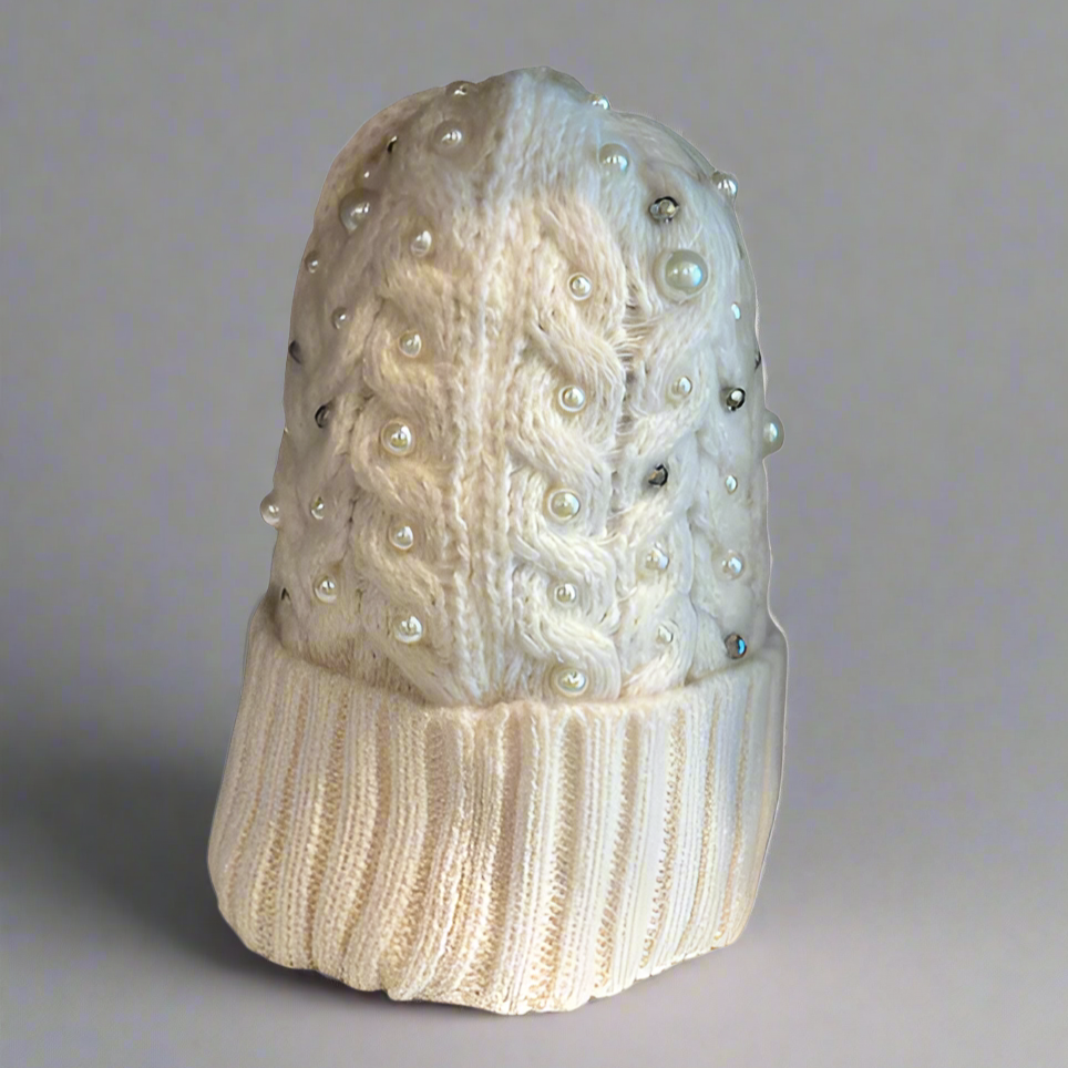 PEARL CABLE KNIT BEANIE