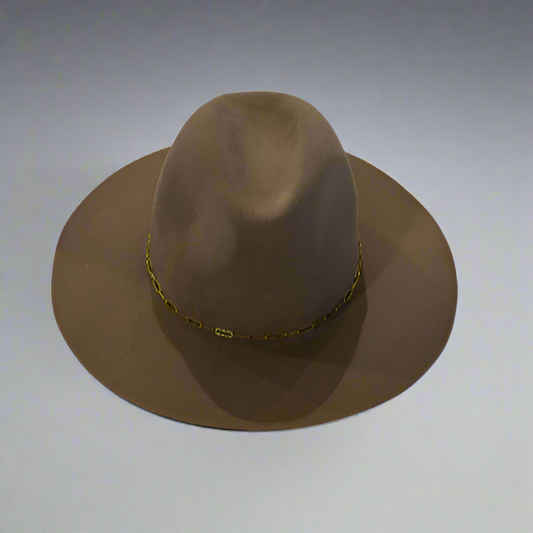 HARPER- BROWN/GOLD CHAIN HAT