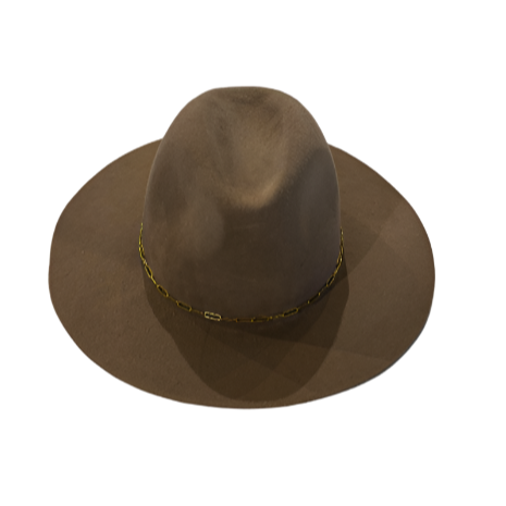 HARPER- BROWN/GOLD CHAIN HAT