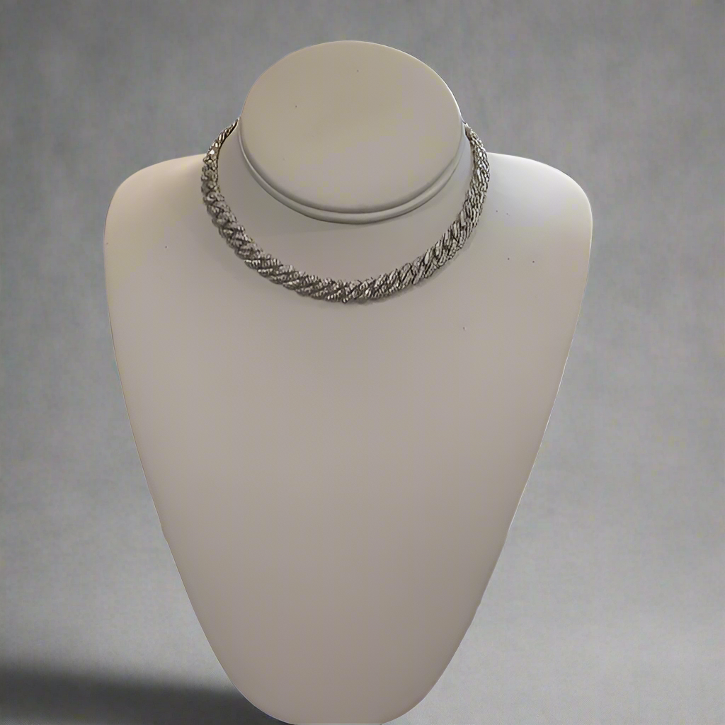 STERLING SILVER ICED CUBAN LINK NECKLACE