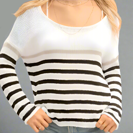 KATE STRIPED CREW SWEATER