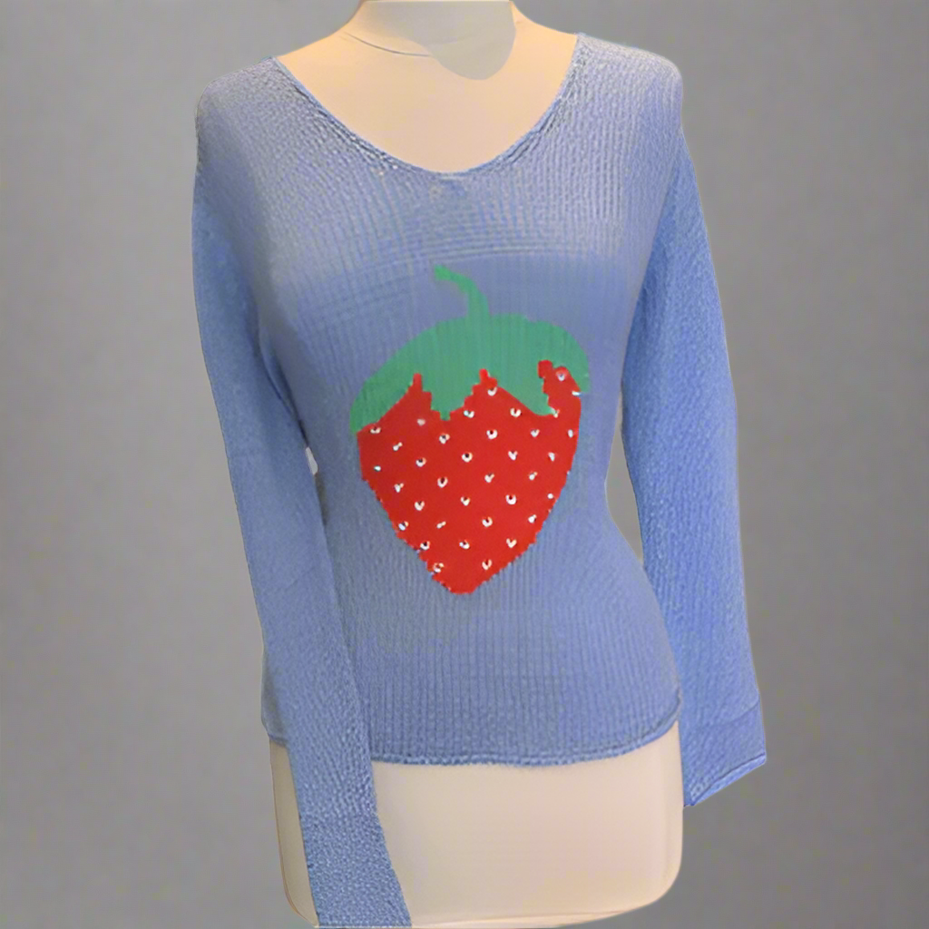 STRAWBERRY V COTTON - BEACH SKY-S/M