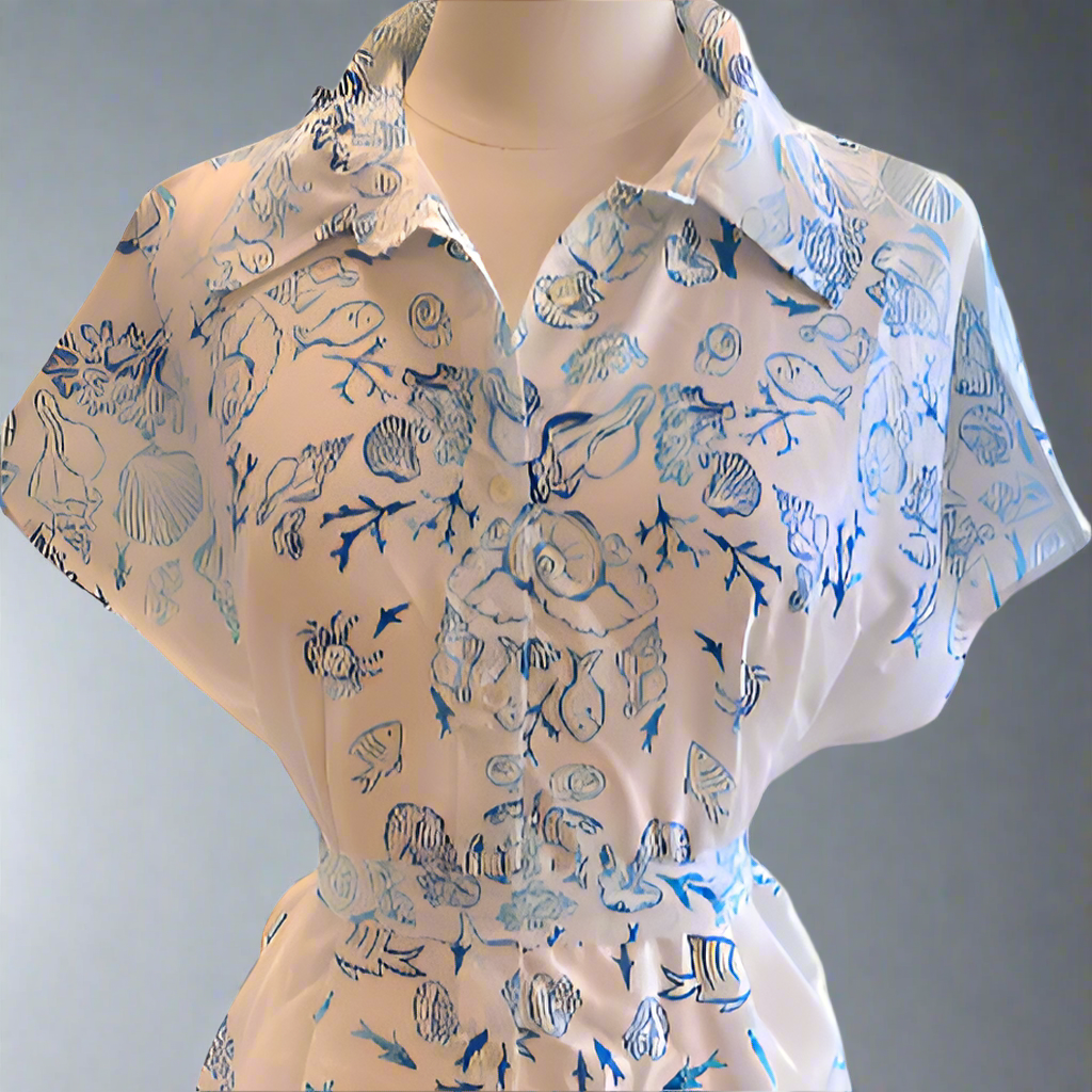 WHITE & BLUE COASTAL SHORT DRESS