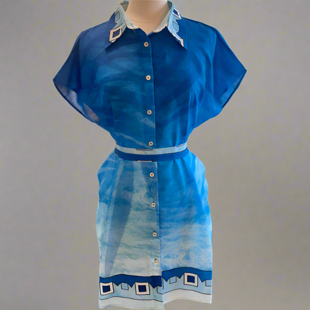 DARK & LIGHT BLUE TUNIC WAVE DRESS