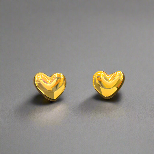 PUFFY GOLD HEART EARRINGS
