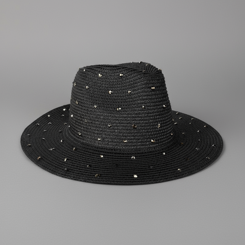 RHINESTONE STRAW HAT