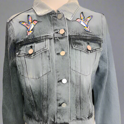 BUTTERFLY LOVE EMBROIDERY DENIM JACKET