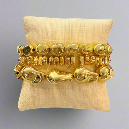 LARGE GOLD BEAD BRACELET SET