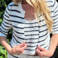 KNIT STRIPED CARDIGAN NAVY/WHITE