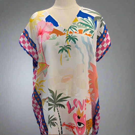 TROPICAL WHITE LONG DRESS