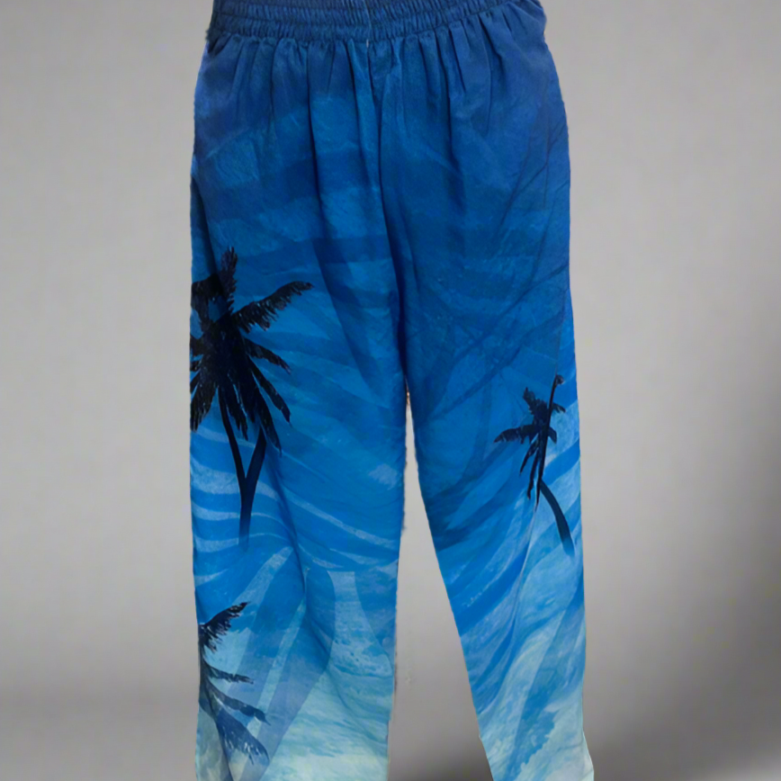 BLUE PALM TREE PANTS