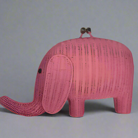 HARRY ELEPHANT WICKER BAG PINK