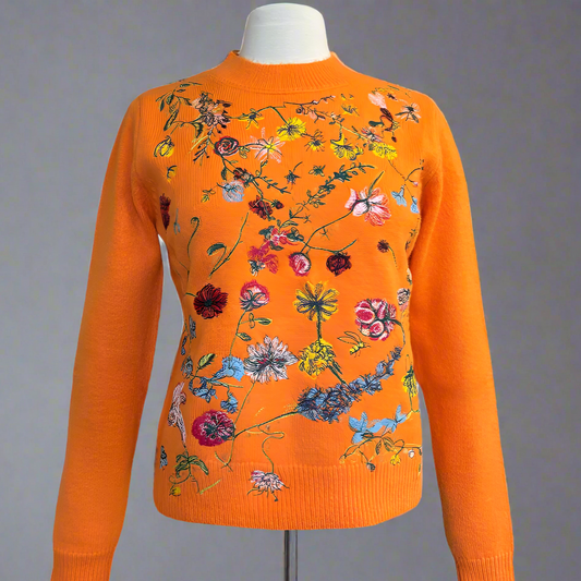 EMBROIDERED SWEATER - ORANGE