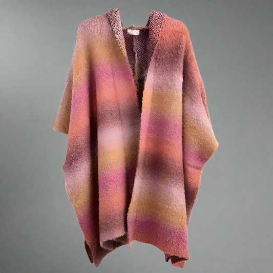 GRADIENT STRIPE RED KIMONO