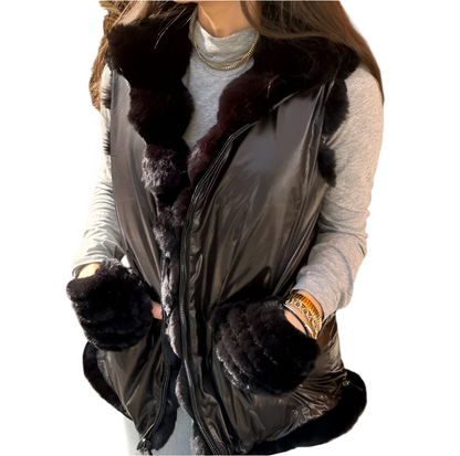 PLUSH FAUX FUR REVERISBLE VEST