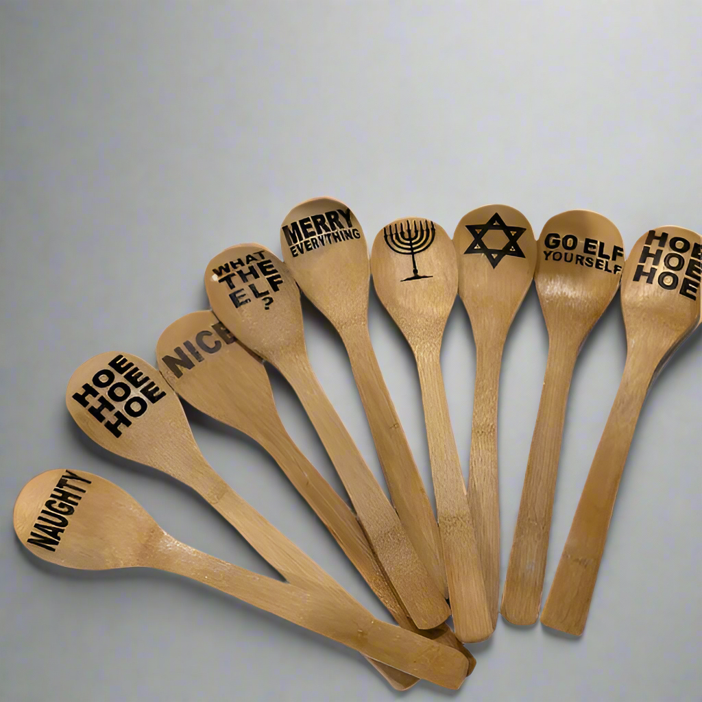 ASST EMBOSSED WOODEN SPOONS