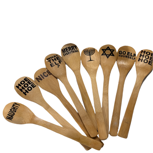 ASST EMBOSSED WOODEN SPOONS