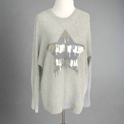 CASHMERE DRIPPING STAR SWEATER