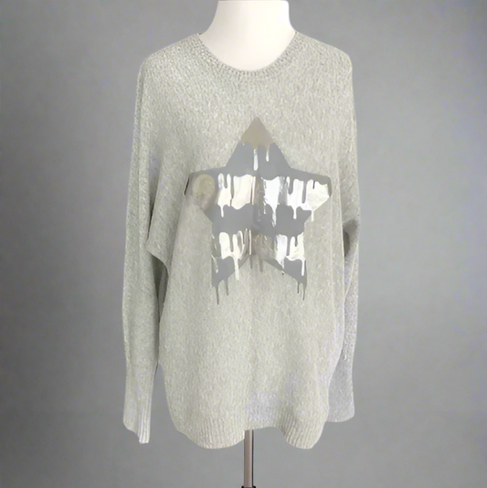 CASHMERE DRIPPING STAR SWEATER
