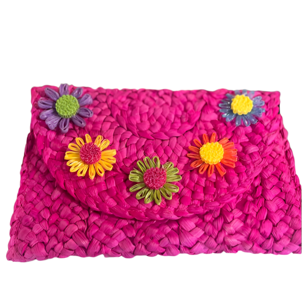 RAFFIA FLOWER CLUTCH