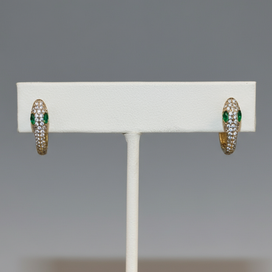 SNAKE RED AND GREEN CZ EARRING