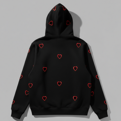 PERFORATED HEART ZIPPER HOODIE