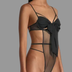 BLACK TEDDY WITH BOW