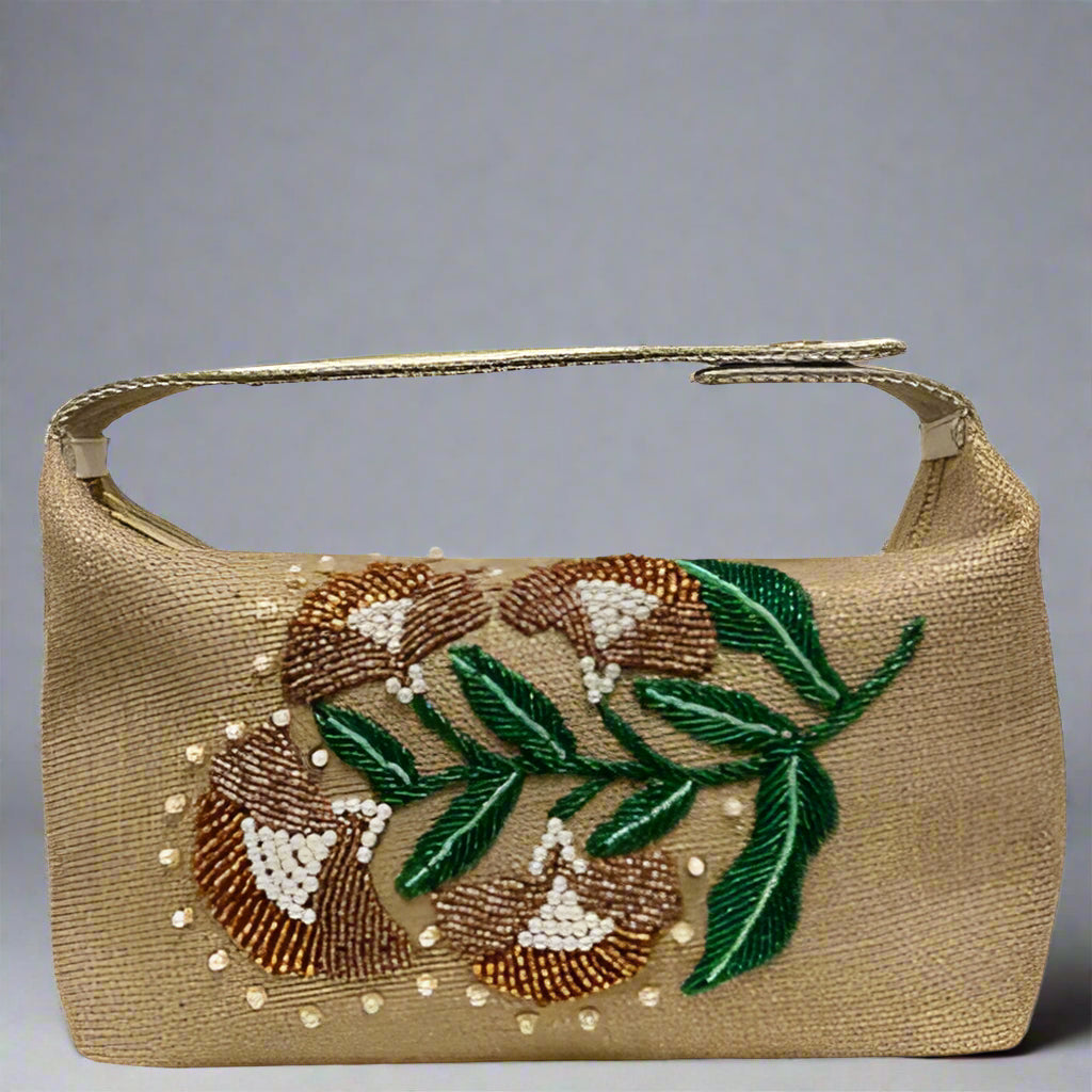 GOLD FLOWER CLUTCH BAG