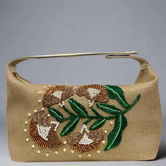 GOLD FLOWER CLUTCH BAG