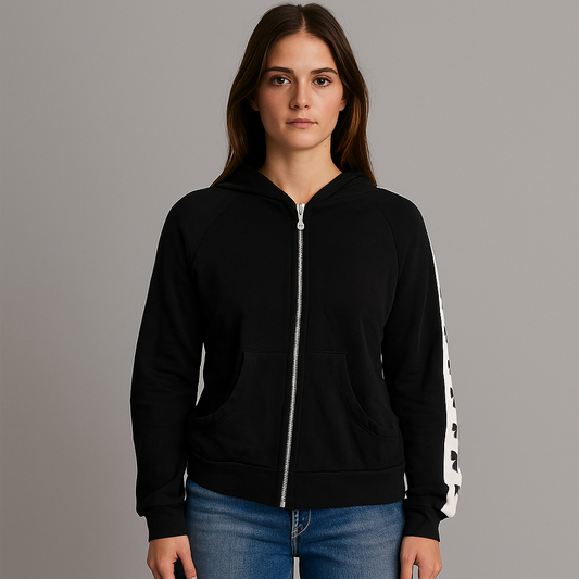 PUFFY BOW ZIP SWEATSHIRT