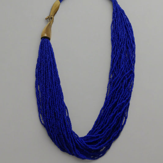 BEADED NECKLACE W LARGE WOOD CLASP