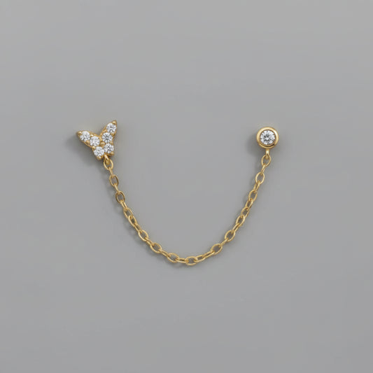 GOLD BUTTERFLY TWO PIERCING CHAIN