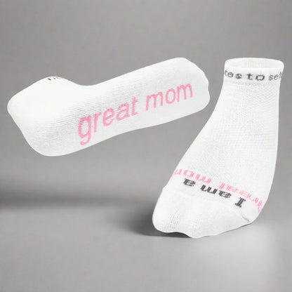 I AM A GREAT MOM WHITE SOCKS