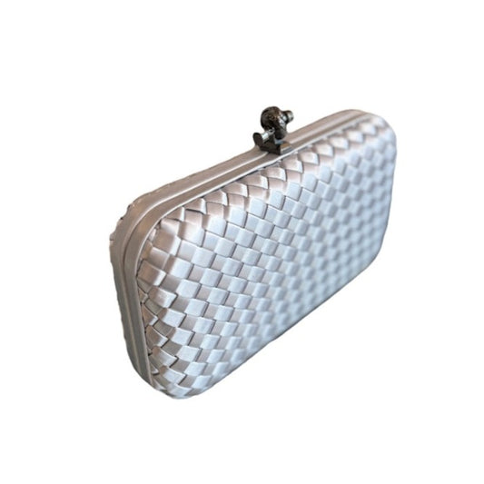 WOVEN PATTERN CLUTCH WITH KNOT LOCK