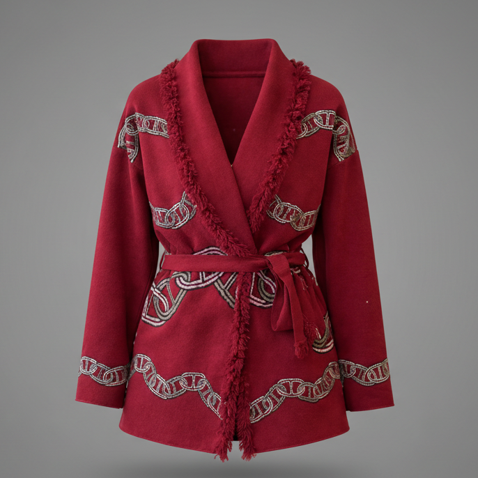 BURGUNDY CHAIN CARDIGAN