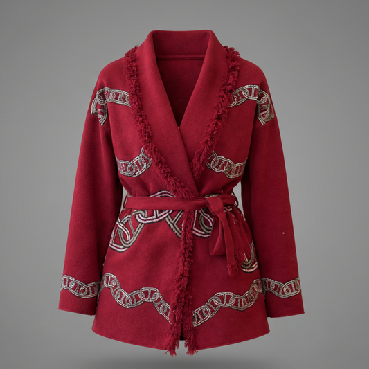 BURGUNDY CHAIN CARDIGAN