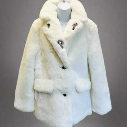 WHITE FAUX FUR TEDDY JACKET