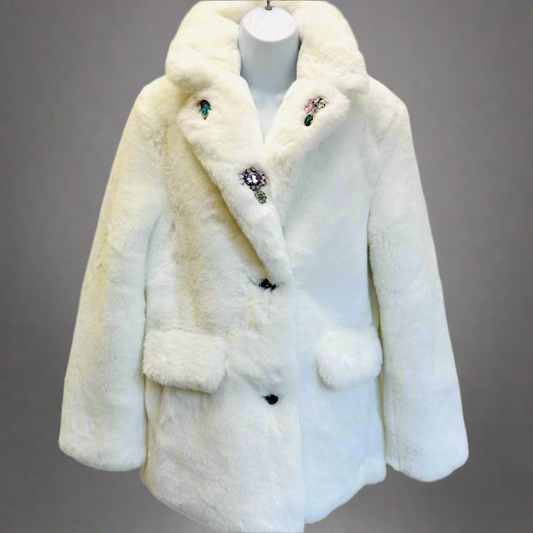 WHITE FAUX FUR TEDDY JACKET