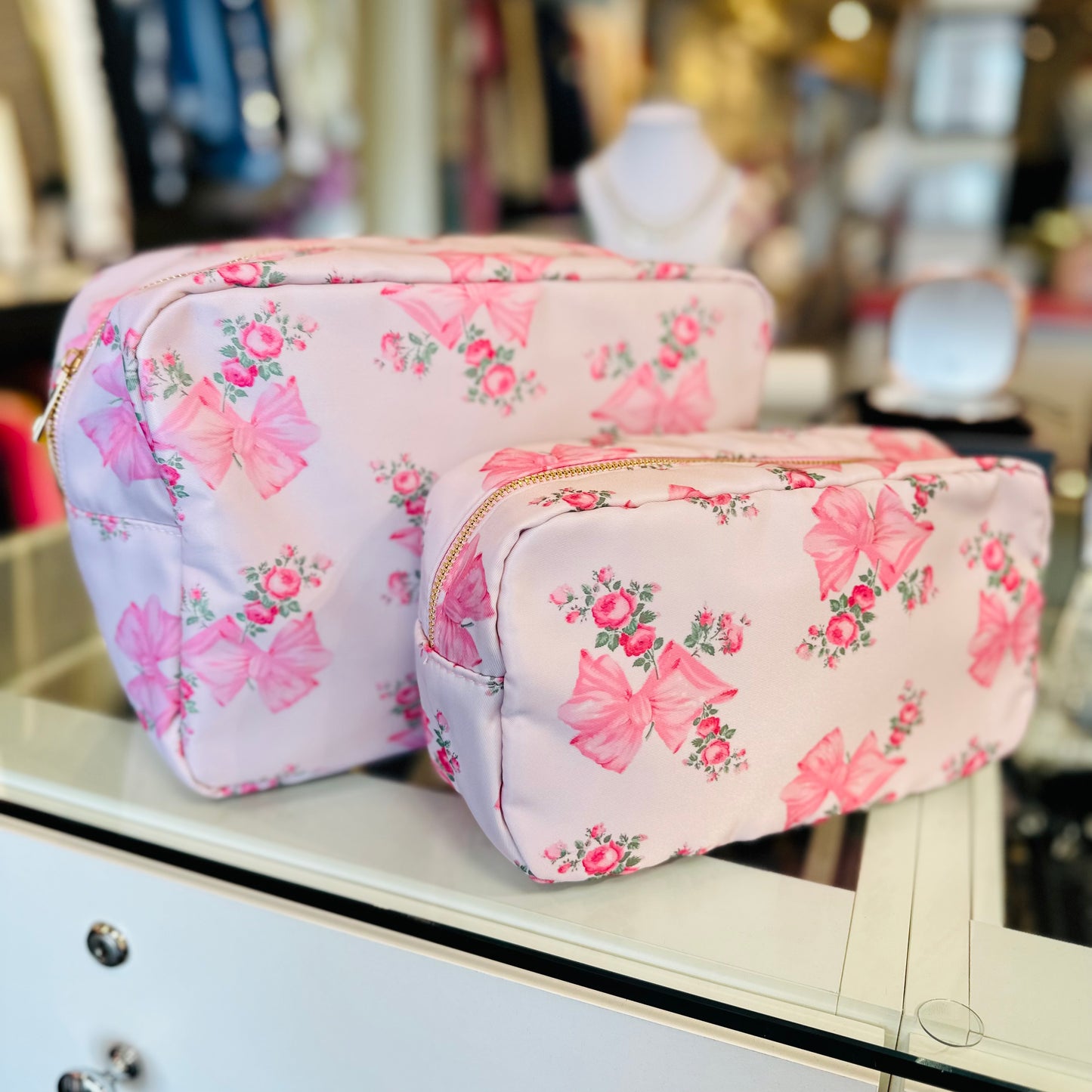 LARGE FLORAL BOW POUCH