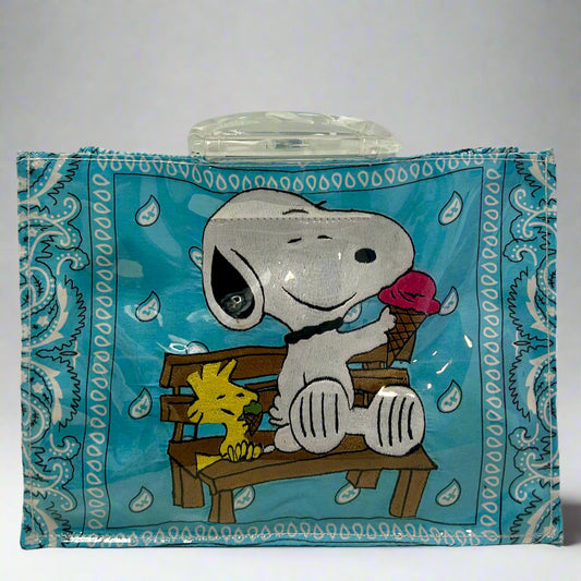 PVC SNOOPY BEACH BAG LIGHT BLUE