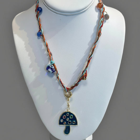 MUSHROOM CHARM WOVEN NECKLACE