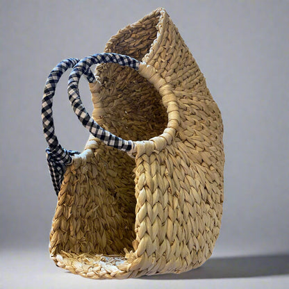 GINGHAM STRAW TOTE
