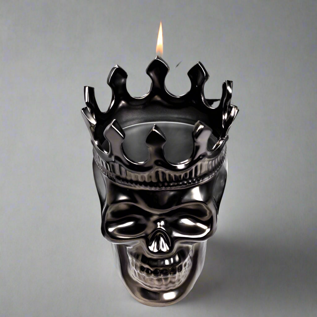 GUNMETAL ALEXANDRE SKULL CANDLE