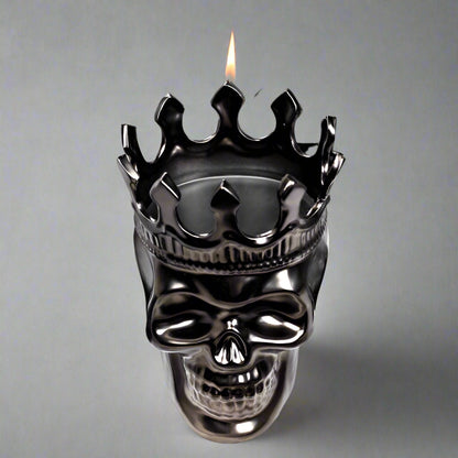 GUNMETAL ALEXANDRE SKULL CANDLE